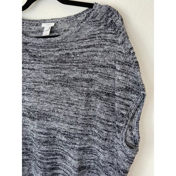 PureJill women's medium heather grey knit oversized sweater top linen cotton - Picture 2 of 6